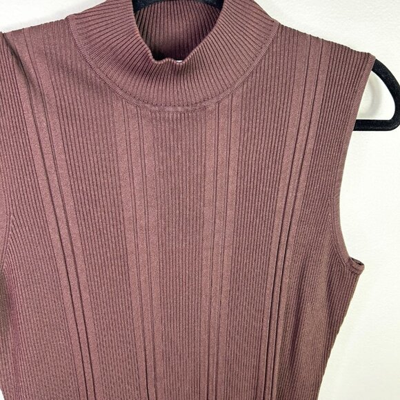 DressBarn high neck ribbed sleeve brown‎ Y2K blouse size XL - Picture 6 of 6